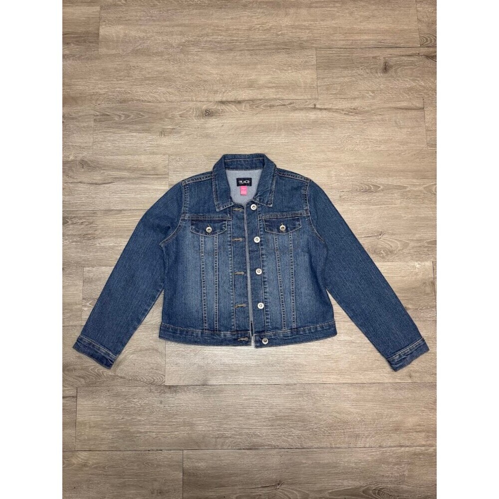Kids Denim Jacket Blue Jean Button Front Trucker Coat 10/12
